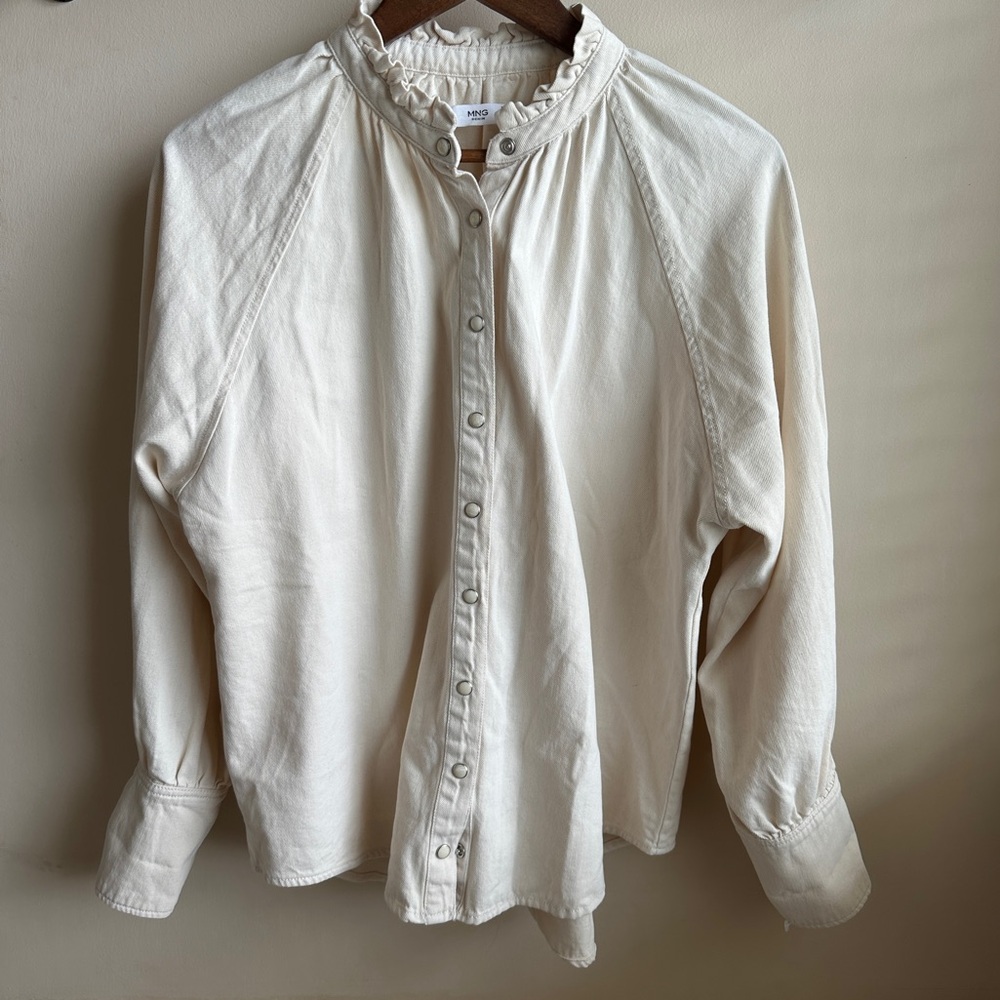 Mango Cotton Cream Chambray Shacket